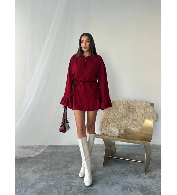 217270 BORDO ELBİSE TRİKO