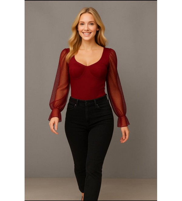 217275 Burgundy BLOUSE