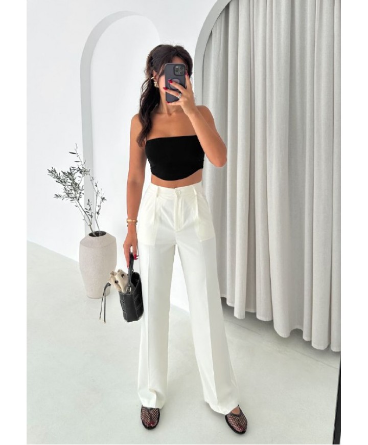 217347 BEYAZ PANTOLON POLİVİSKON KUMAŞ