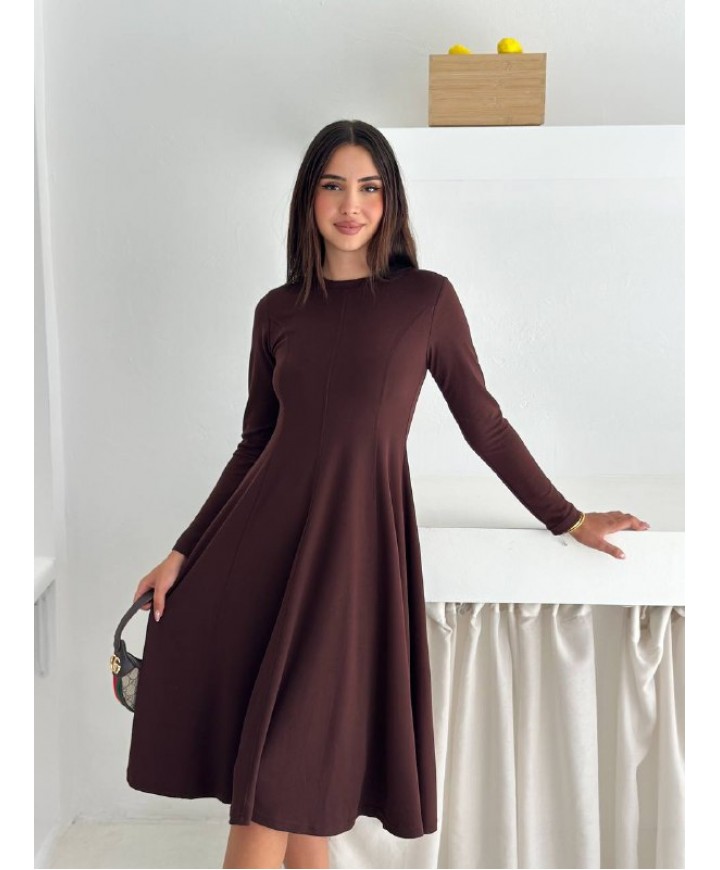 217351 KAHVE ELBİSE MODAL KUMAŞ