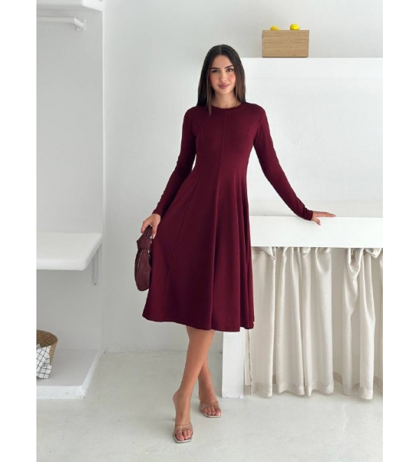 217354 BORDO ELBİSE MODAL KUMAŞ