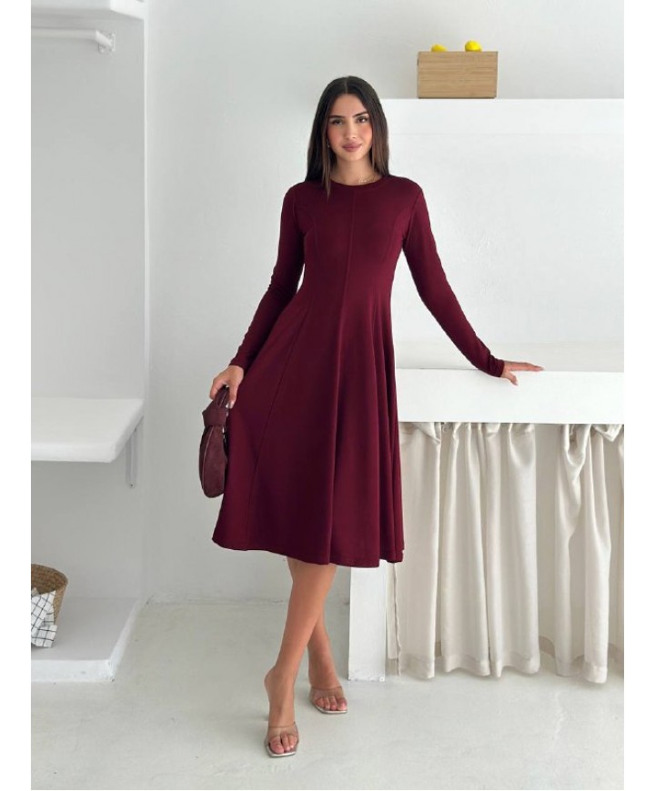 217354 BORDO ELBİSE MODAL KUMAŞ