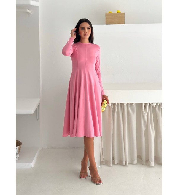 217357 PEMBE ELBİSE MODAL KUMAŞ