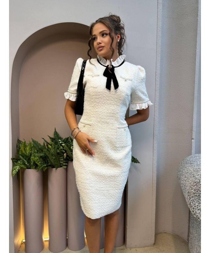 217487 EKRU ELBİSE CHANEL KUMAŞ