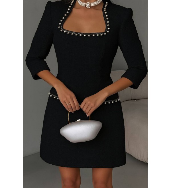 217488 SİYAH ELBİSE CHANEL KUMAŞ
