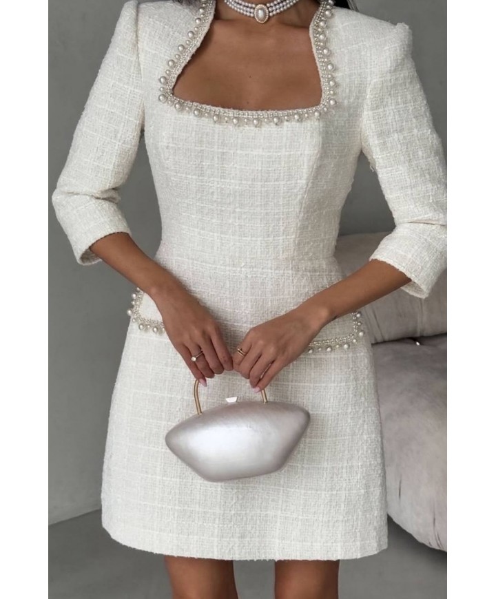 217489 EKRU ELBİSE CHANEL KUMAŞ