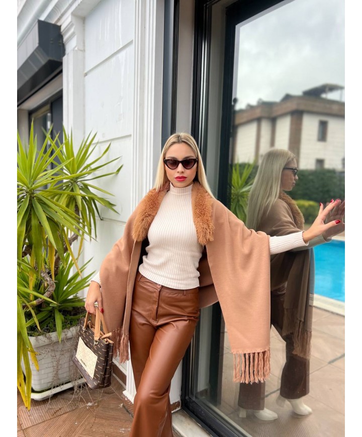 217507 MINK PONCHO KNITWEAR