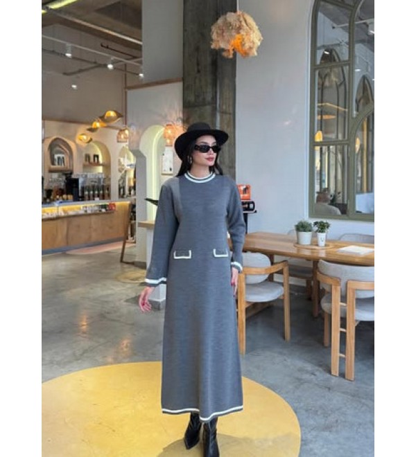 217539 KAHVE ELBİSE TRİKO