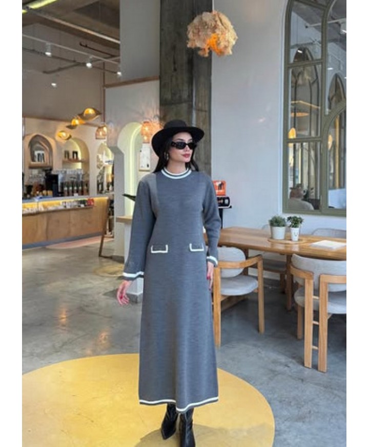 217539 KAHVE ELBİSE TRİKO