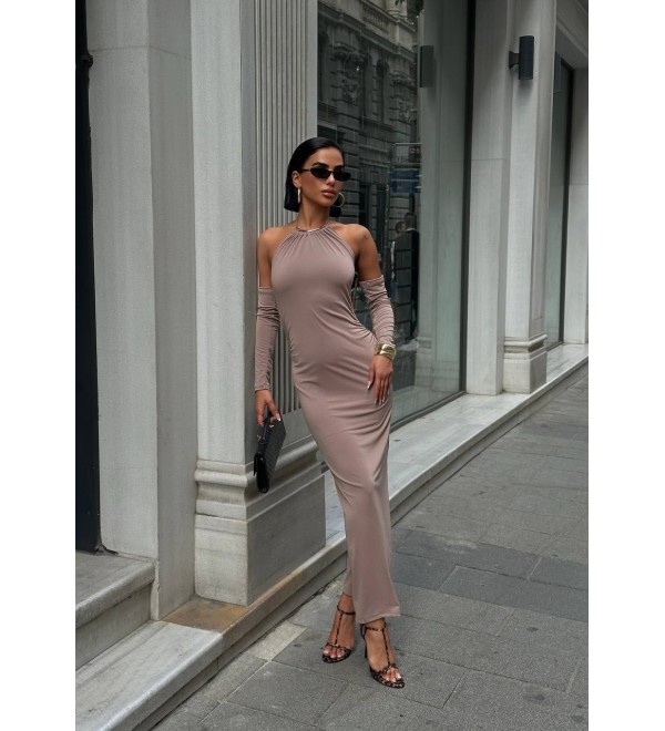 217604 VİZON ELBİSE SANDY KUMAŞ