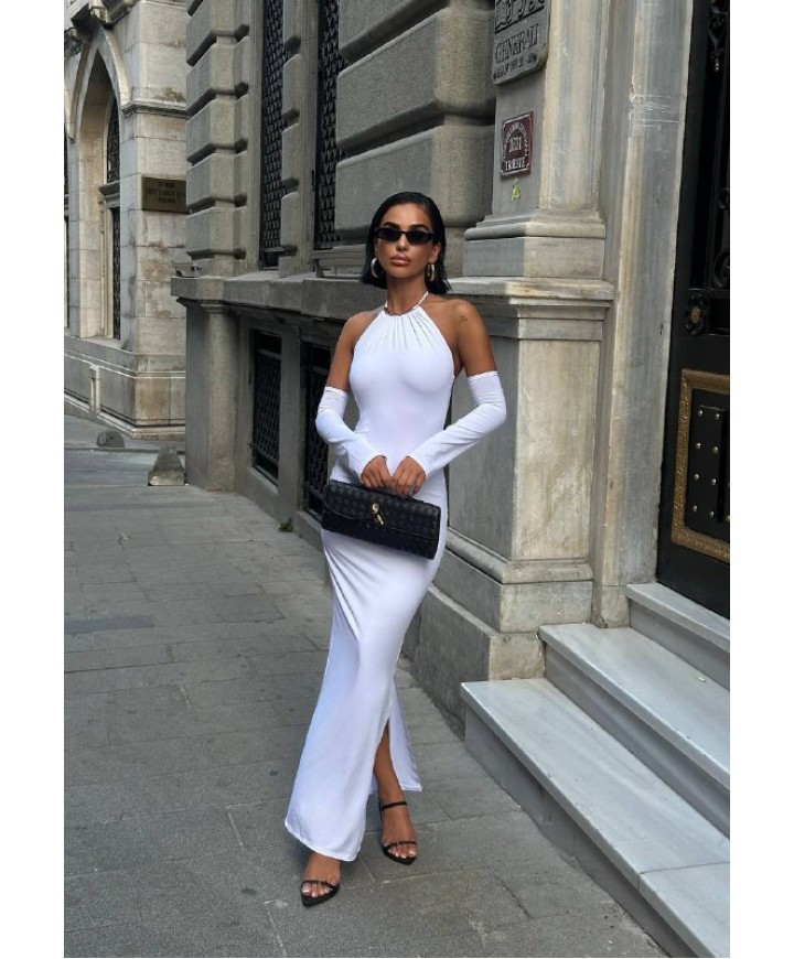 217605 BEYAZ ELBİSE SANDY KUMAŞ