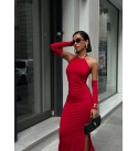 217606 KIRMIZI ELBİSE SANDY KUMAŞ