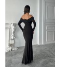 217623 SİYAH ELBİSE ATLAS KUMAS