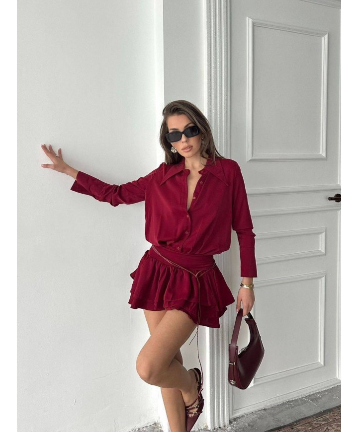 217636 BORDO ELBİSE JESİCA KUMAŞ