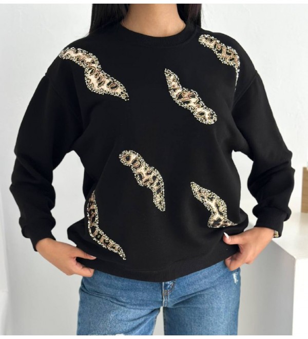 217643 SİYAH SWEAT PAMUKLU