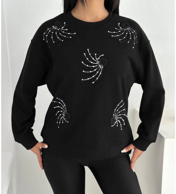 217646 SİYAH SWEAT PAMUKLU