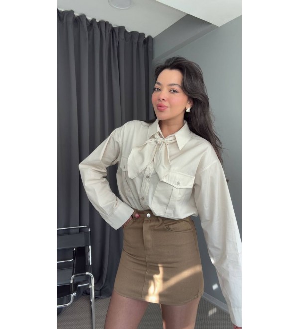 217690 Ecru SHIRT SATIN