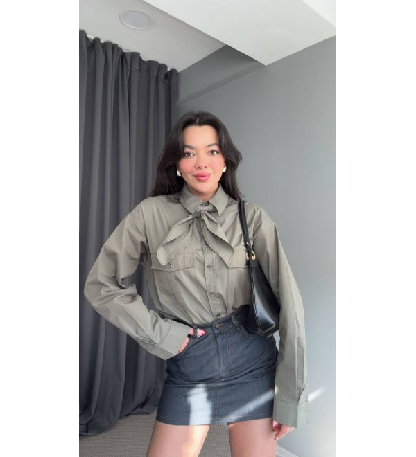 217691 KHAKI SHIRT SATIN
