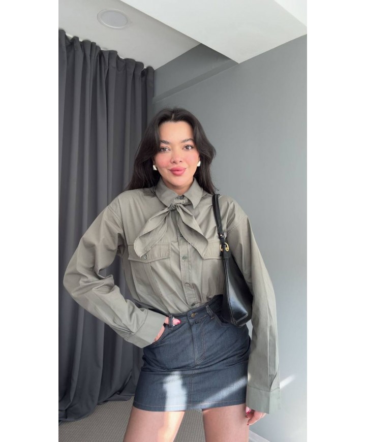 217691 HAKİ GÖMLEK SATEN