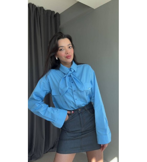 217692 BLUE SHIRT SATIN