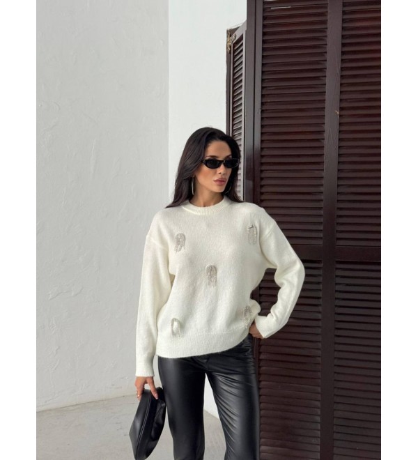 217767 BEYAZ KAZAK TRİKO