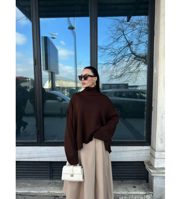 217813 KAHVE KAZAK TRİKO