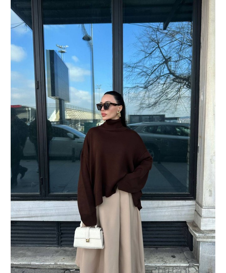 217813 KAHVE KAZAK TRİKO