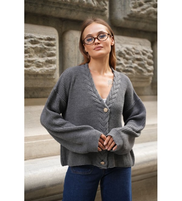 217885 GRAY CARDIGAN KNITWEAR