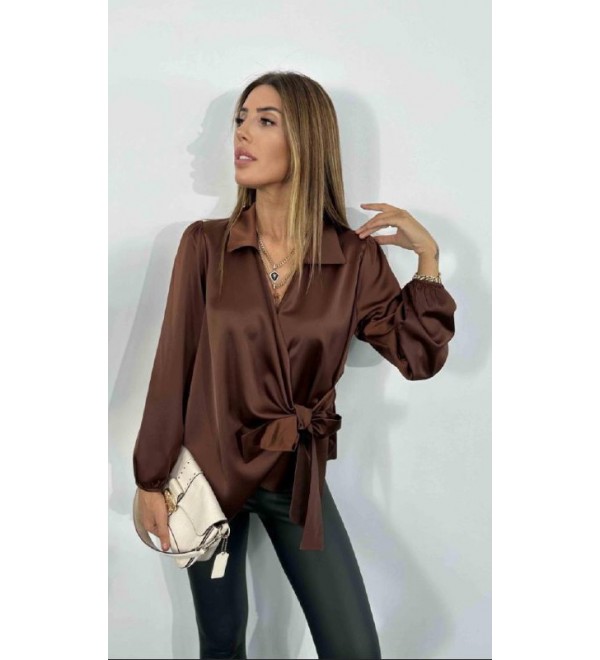 217912 COFFEE SHIRT SATIN