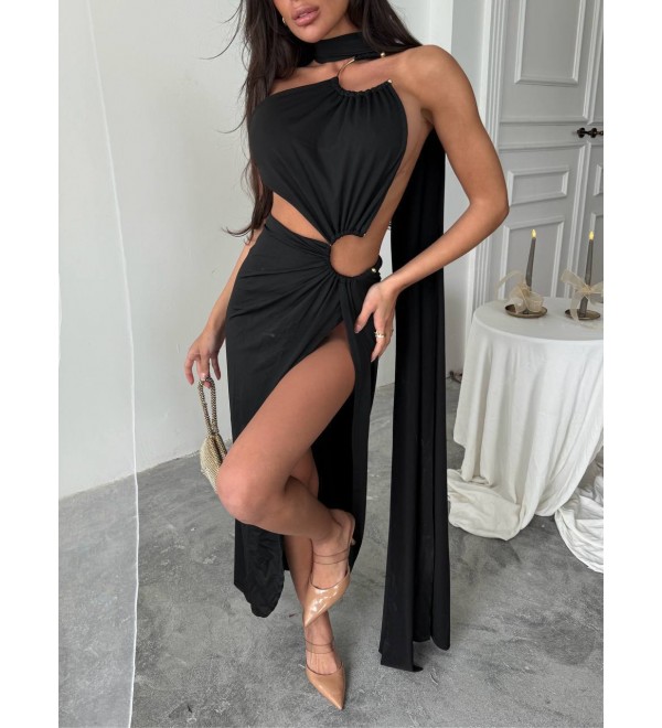 218002 SİYAH ELBİSE MİCRO KUMAŞ