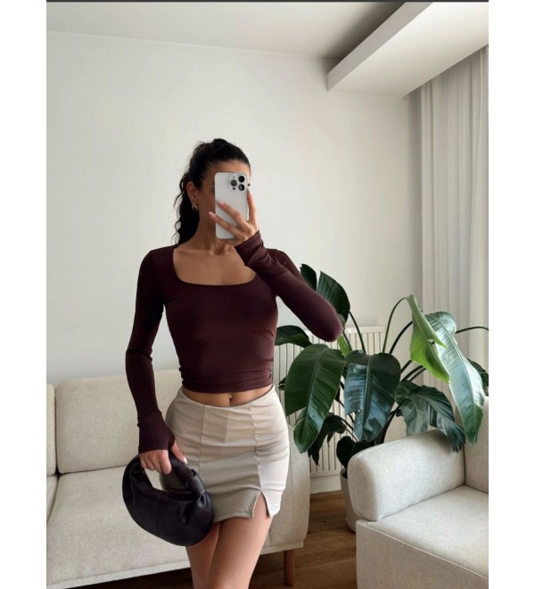 218030 COFFEE BLOUSE