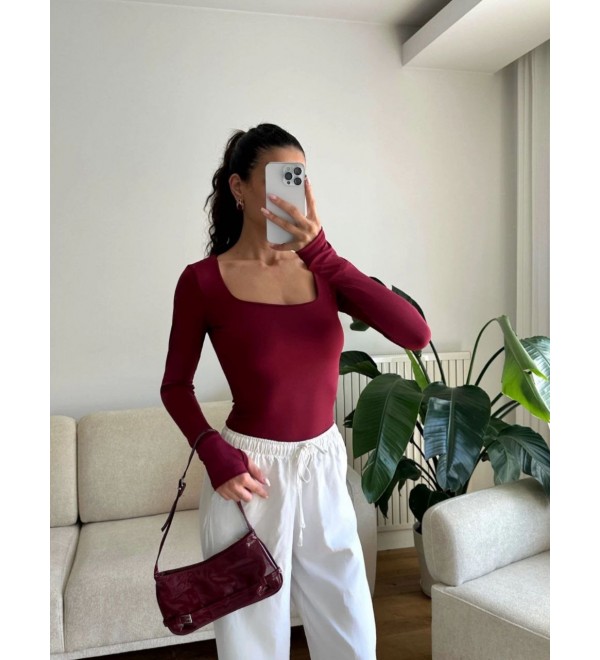 218033 Burgundy BLOUSE