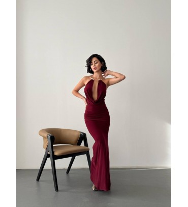 218072 BORDO ELBİSE...