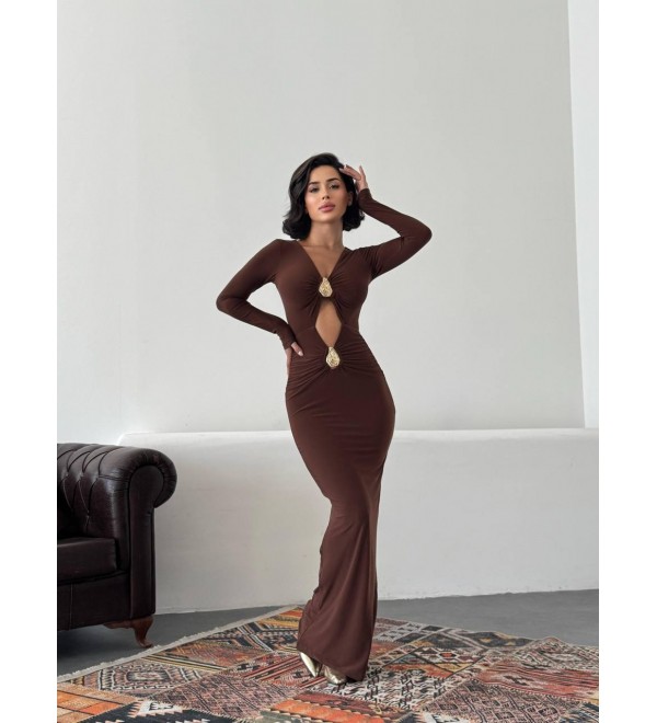 218102 KAHVE ELBİSE