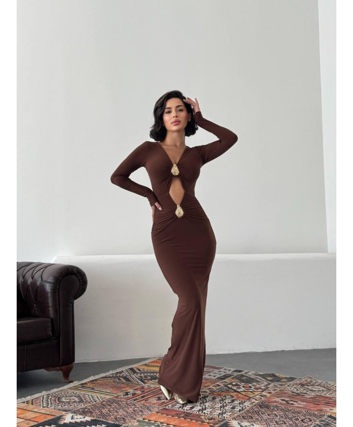 218102 KAHVE ELBİSE