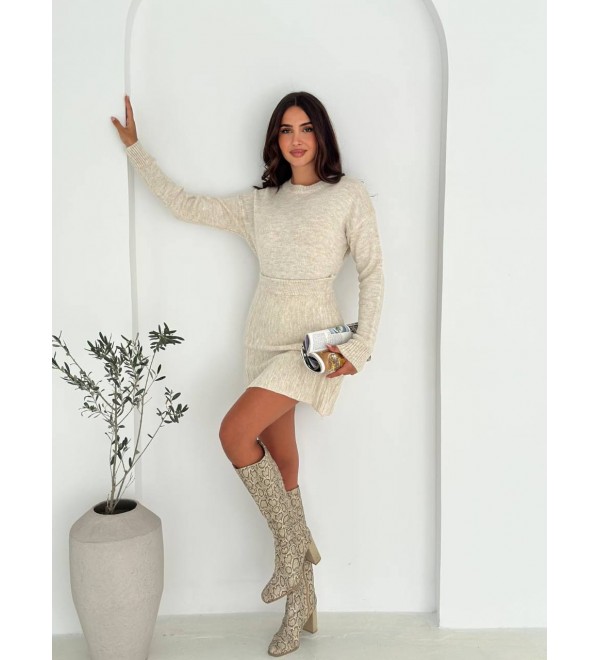 218115 EKRU ELBİSE TRİKO