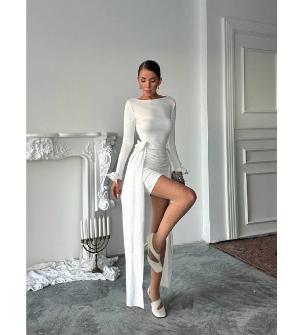 218126 EKRU ELBİSE LİKRA