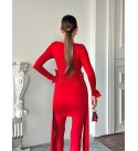 218127 KIRMIZI ELBİSE LİKRA