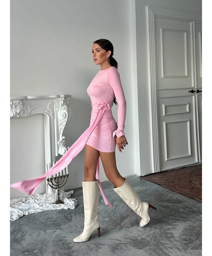218129 PEMBE ELBİSE LİKRA