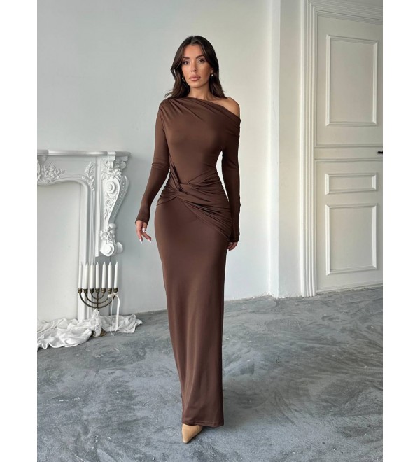 218131 KAHVE ELBİSE LİKRA