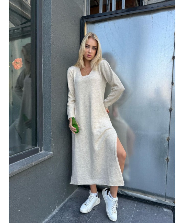 218146 EKRU ELBİSE TRİKO