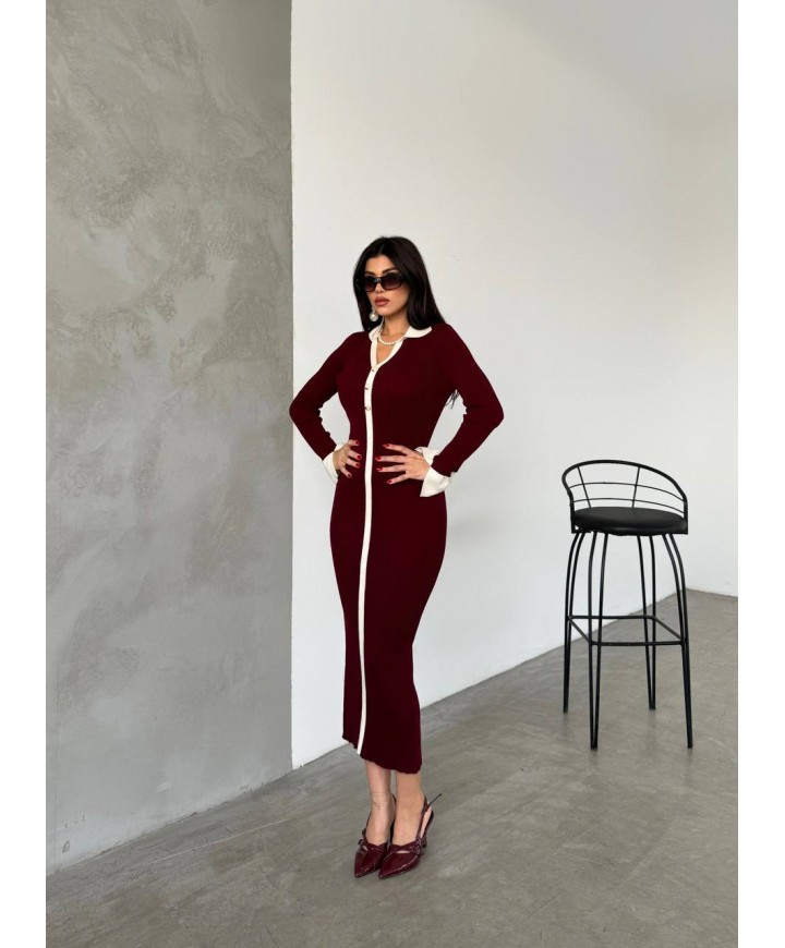 218225 BORDO ELBİSE TRİKO
