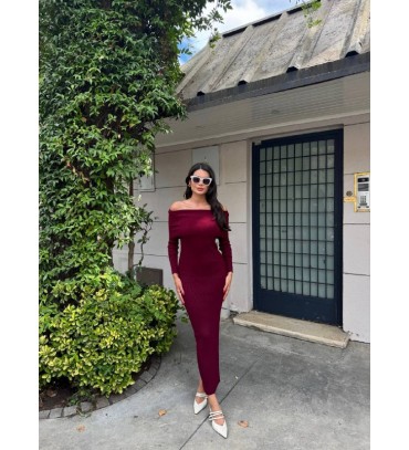 218228 BORDO ELBİSE ...