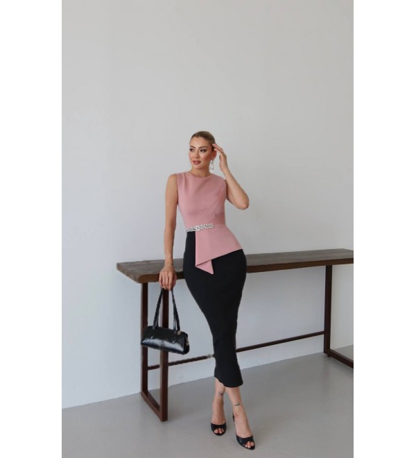 218307 PEMBE ABİYE ELBİSE