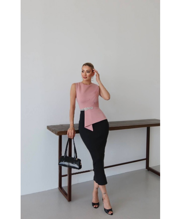 218307 PEMBE ABİYE ELBİSE