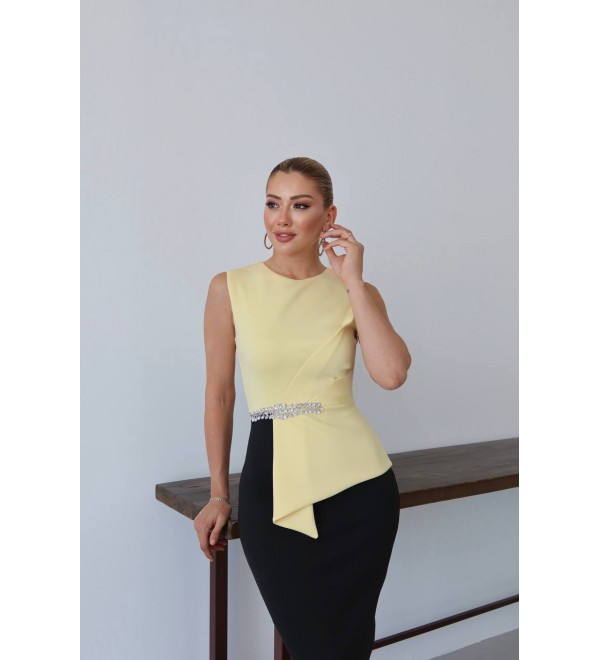 218308 SARI ABİYE ELBİSE