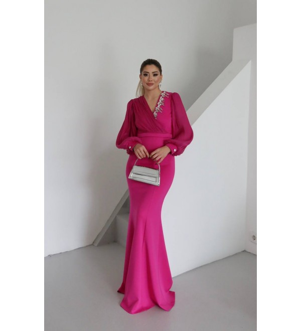 218314 PEMBE ABİYE ELBİSE