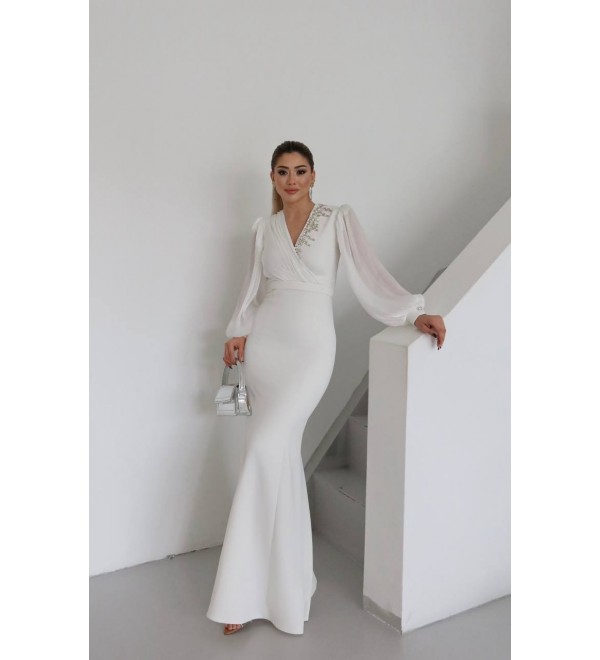 218315 EKRU ABİYE ELBİSE