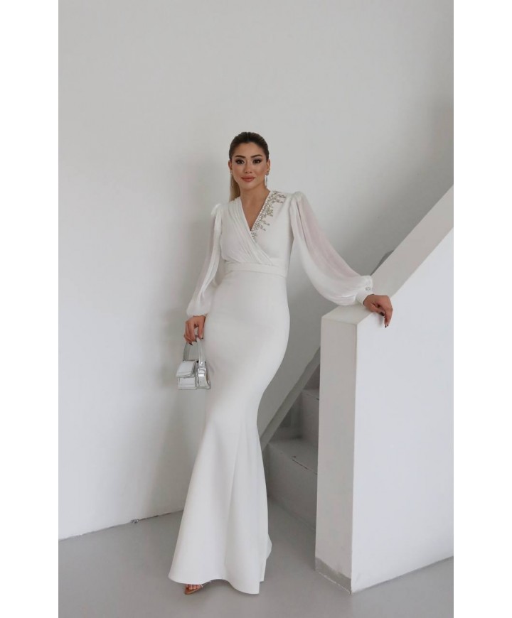 218315 EKRU ABİYE ELBİSE