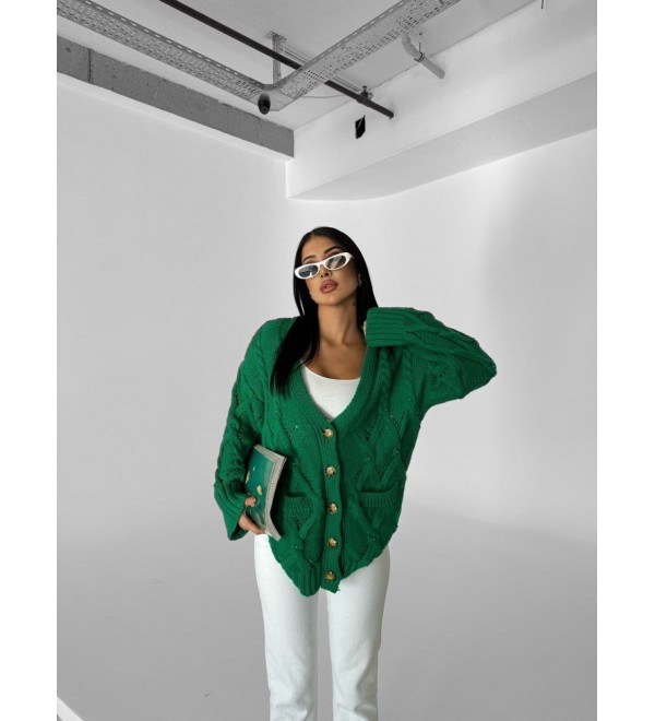 218354 GREEN CARDIGAN KNITWEAR